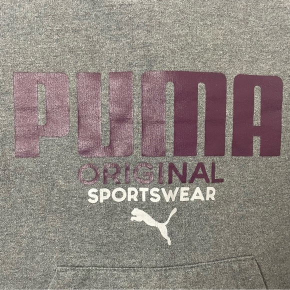 Puma Kids Pullover Hoodie – Gray & Burgundy  Size: Small (8) - Picture 2 of 11